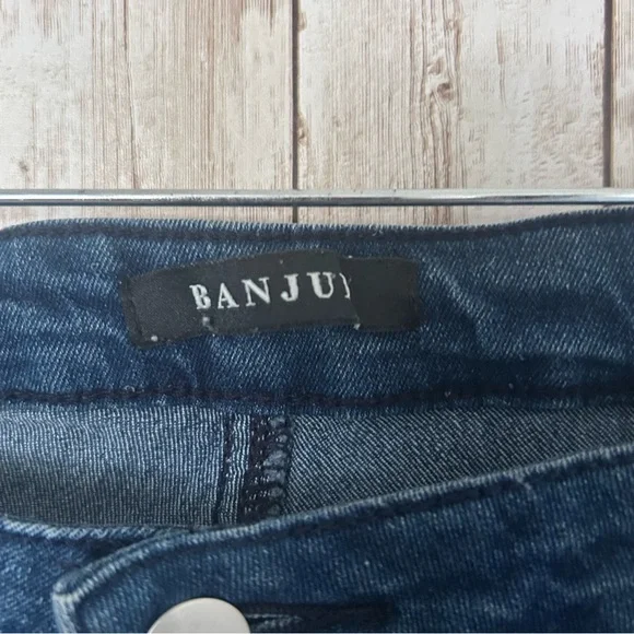 Banjul Blue Flare Wide Leg Jeans with Raw Hem - Picture 4 of 11
